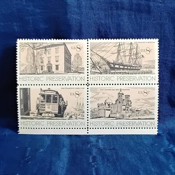 Uncirculated USA 1971 Historic Preservation Block of Four 8 Cent Stamps!! - Picture 1 of 2